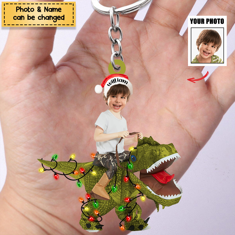 Personalized Dinosaurs Christmas Ornament / Keychain - Gift For Kids/Newborn Baby