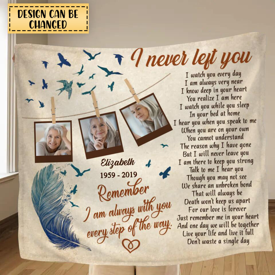 Custom Personalized Memorial Photo Single Layer Fleece Blanket - Memorial Gift Idea - I Never Left You