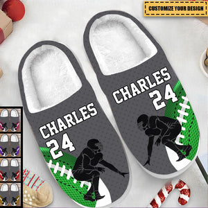 Personalized Football Player Multicolor- Personalized Fluffy Slippers