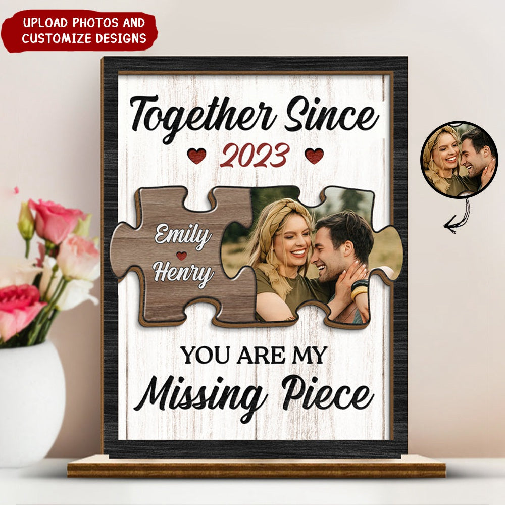 Custom Photo The Sunshine Of My Life - Couple Personalized Shaped 2-Layered Wooden Plaque With Flat Stand