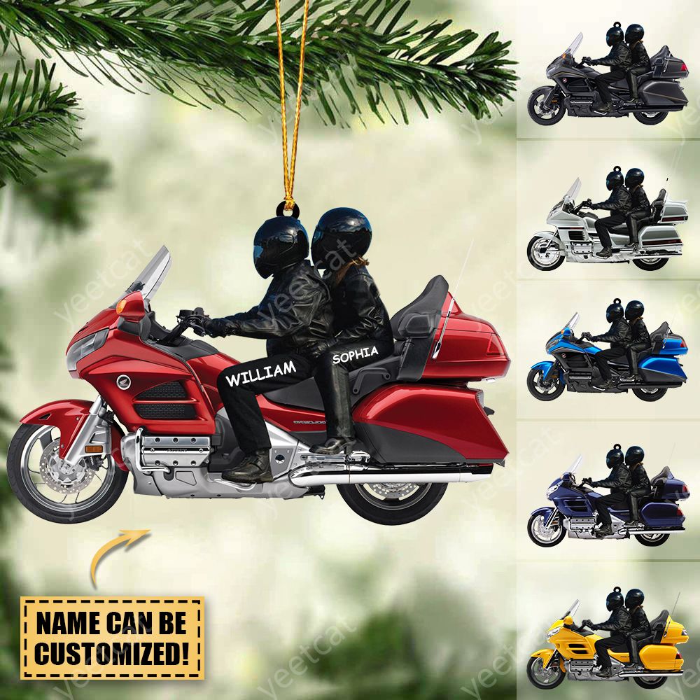 2022 New Release Personalized Biker Couple Gold Wing Motorcycle Ornament
