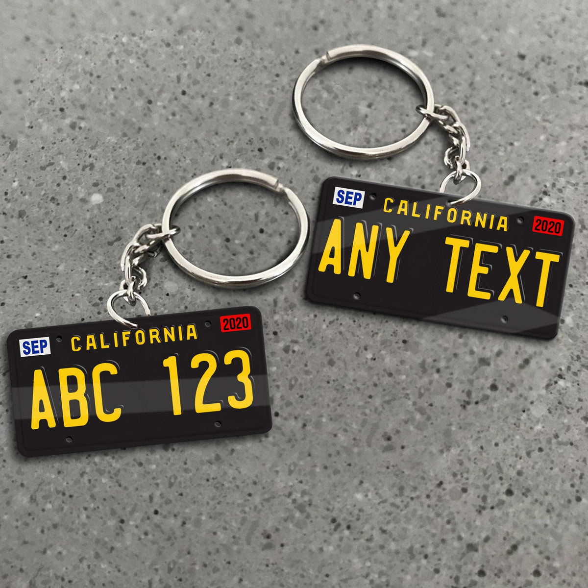 License Plate Black Personalized Acrylic Keychain