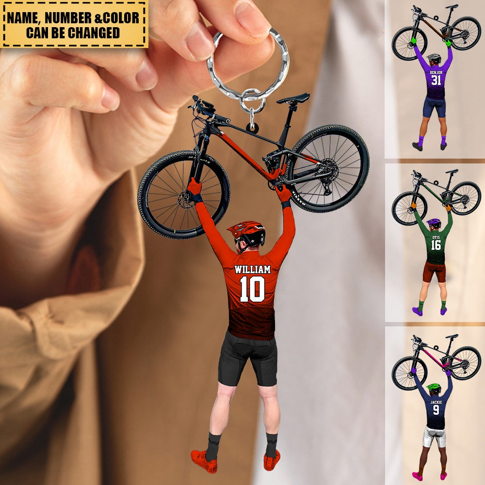 Personalized Apperance And Name-Raised Bike-Acrylic Keychain
