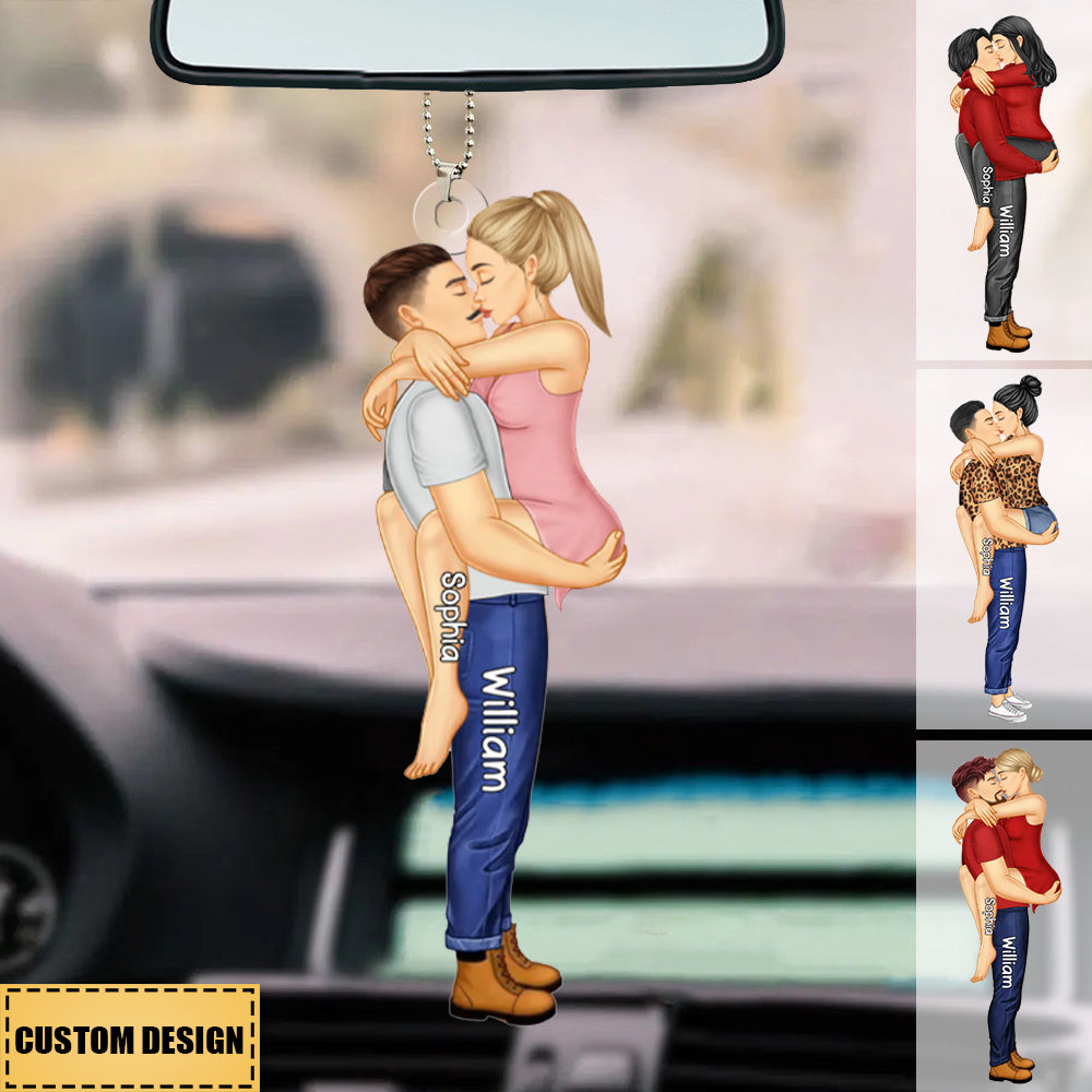 Couple Kissing - Gift For Couples - Personalized Car Ornament