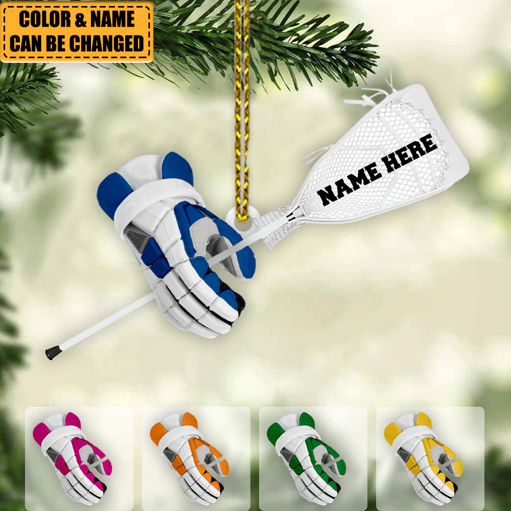 Lacrosse Gloves And Stick Personalized Cut Ornament Christmas Gift For Lacrosse Lover