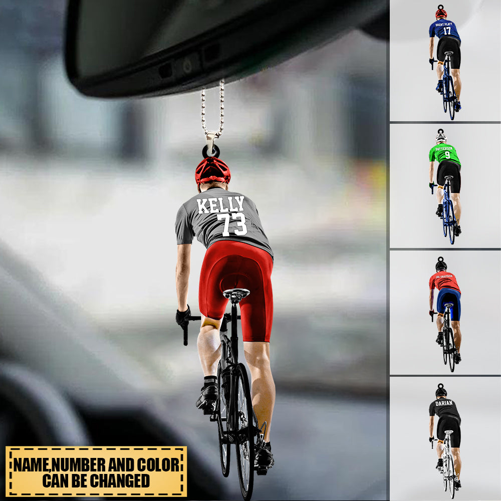 Personalized Male Cyclist / Bicyclist/mountain Bike Riding Acrylic Car Hanging Ornament-gift For Cyclists/bike Riding Lovers