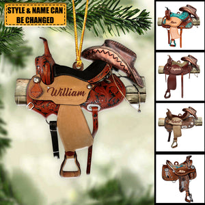 Personalized Horse Saddle Ornament For Horse Lovers, Cowboy Cowgirl