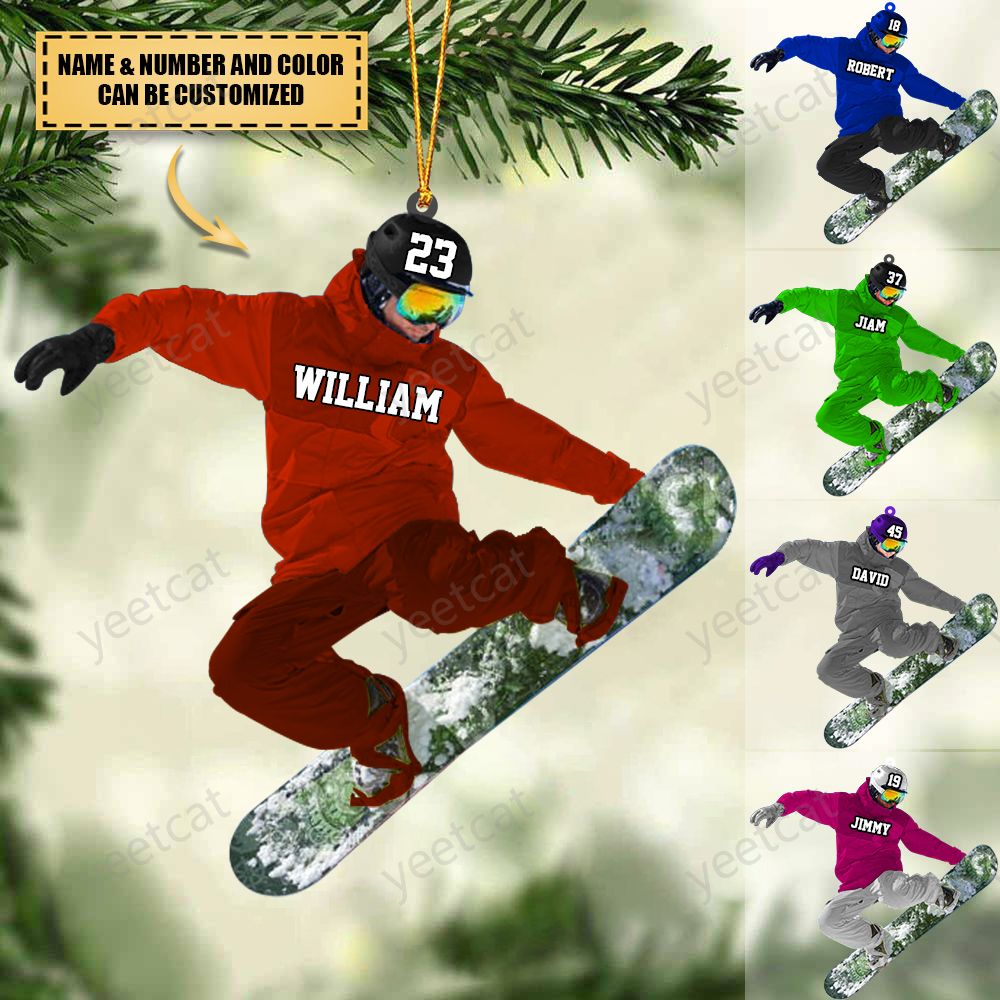 Personalized Snowboarding/Skiing Athletes /Skis Christmas Ornament