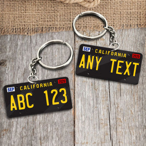 License Plate Black Personalized Acrylic Keychain