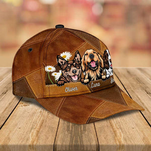 Daisy Flower Love Puppy Kitten Pet Dog Cat Leather Pattern Personalized Cap