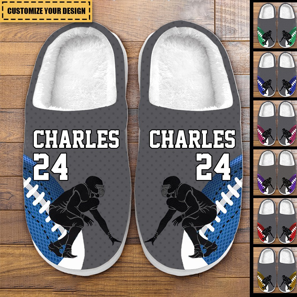 Personalized Football Player Multicolor- Personalized Fluffy Slippers