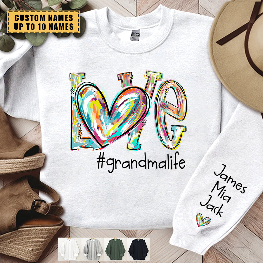 Love Grandma Mom Life Fall Autumn Color Clipart Custom Sweatshirt