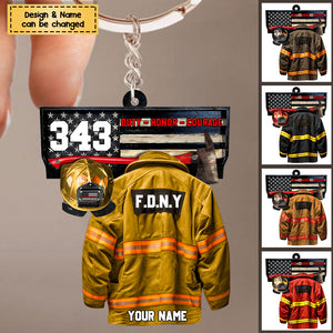 Firefighter Duty Honor Courage - Personalized Acrylic Keychain