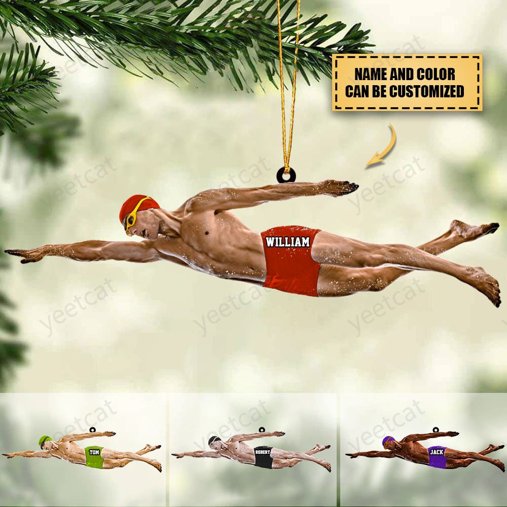 Personalized Male Swimmer Acrylic Ornament, Gift For Swimming Lovers/Swimmer
