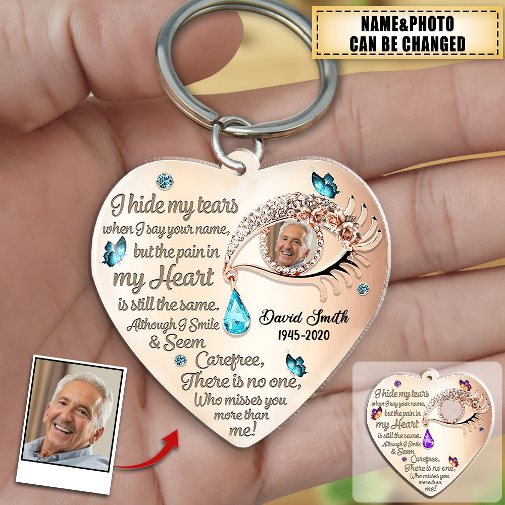 I Hide My Tears Custom Photo Personalized Acrylic Keychain