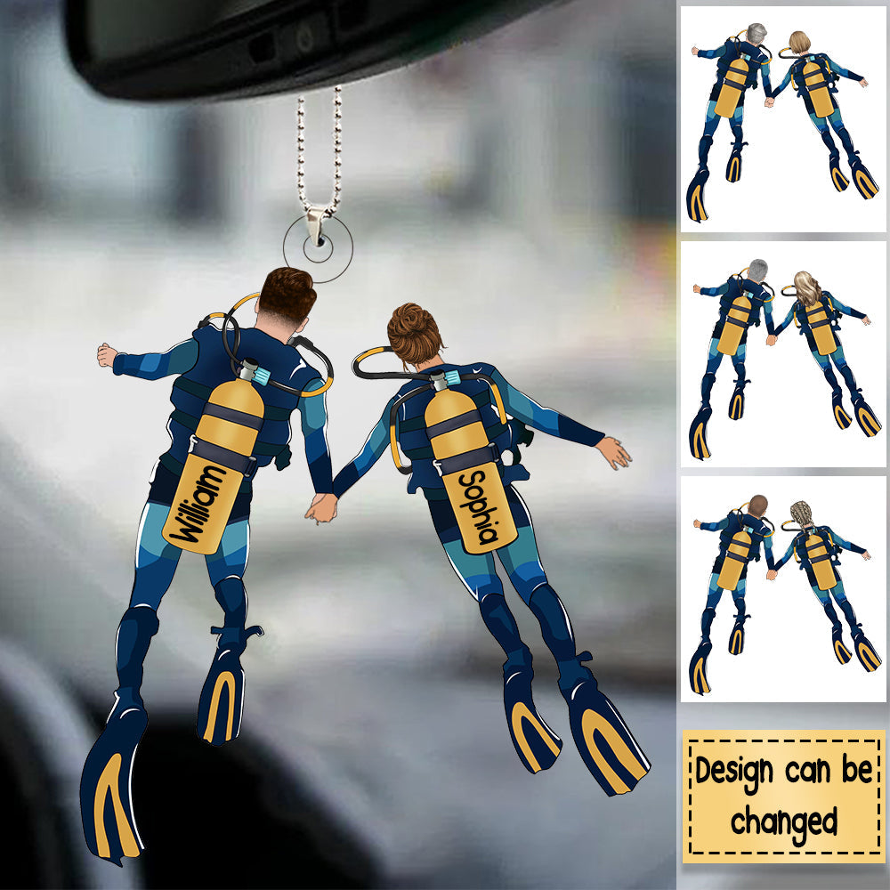 Personalized Scuba Diving Partners / Couples Car Hanging Ornament