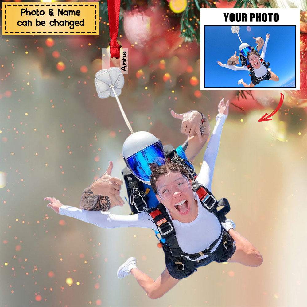 Upload Photo - Custom Personalized Skydiving Acrylic Ornament, Gift For Skydiving Lovers