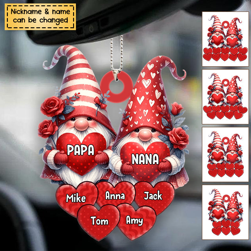 Valentine Red Couple Dwarf Nana Papa Mom Dad Sweet Heart Kids Personalized Acrylic Car Ornament