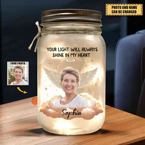 Custom Photo Forever In My Heart - Memorial Personalized Custom Mason Jar Light - Sympathy Gift For Pet Owners, Pet Lovers