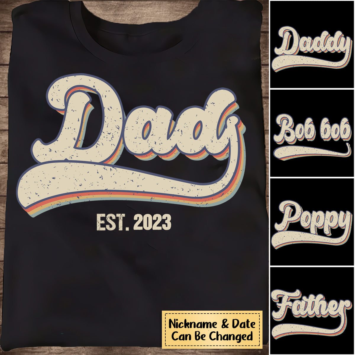Custom Grandpa Dad EST Retro Personalized T-Shirt