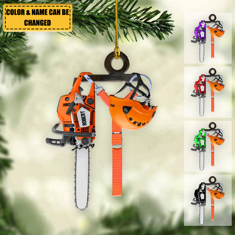 Personalized Arborist Tool & Helmet Christmas Ornament
