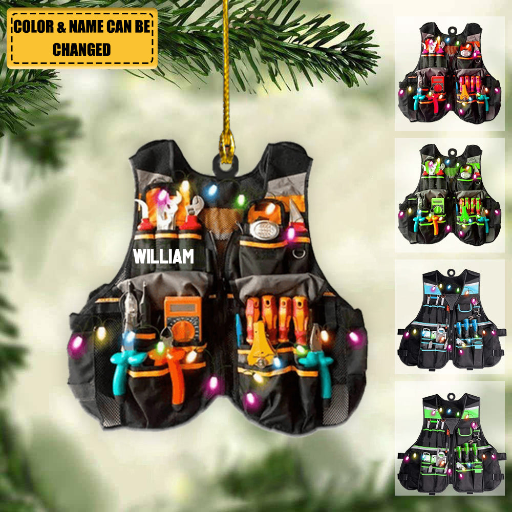 Personalized Electrician Vest Christmas Ornament