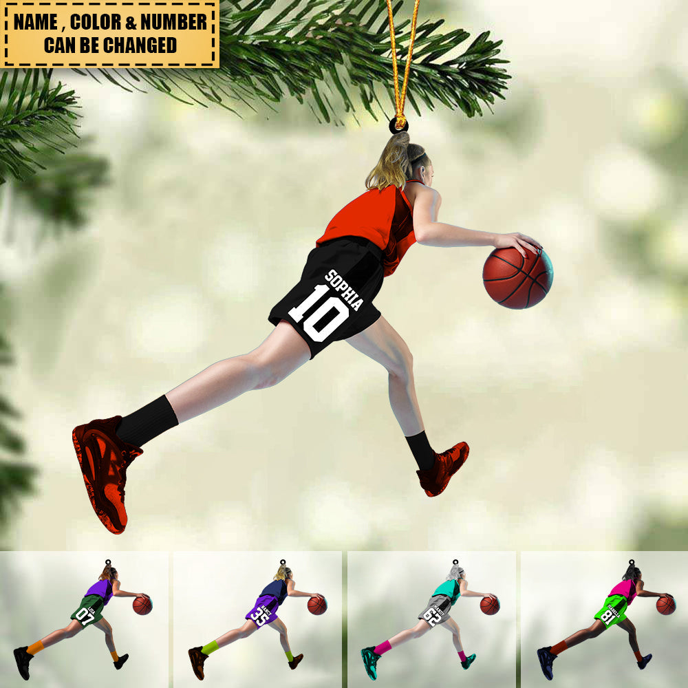 Personalized Female/Girl/Teen Basketball Player Acrylic Car / Christmas Ornament