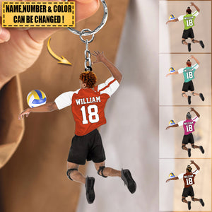 Custom Personalized Man/Boy/Male Beach Volleyball Acrylic Keychain, Gift For Volleyball Players