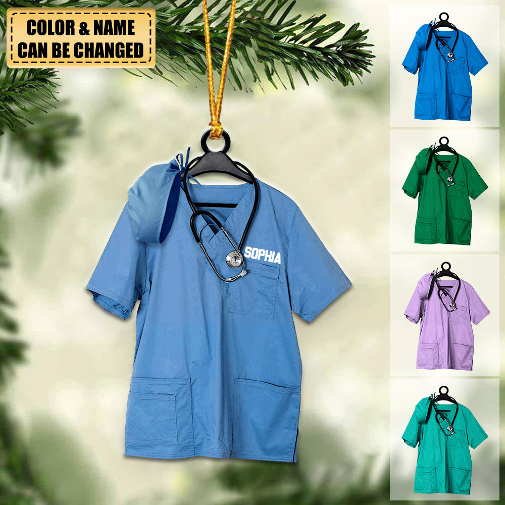 Personalized Nurse Scrub Hanging Ornament Christmas