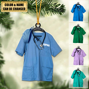Personalized Nurse Scrub Hanging Ornament Christmas
