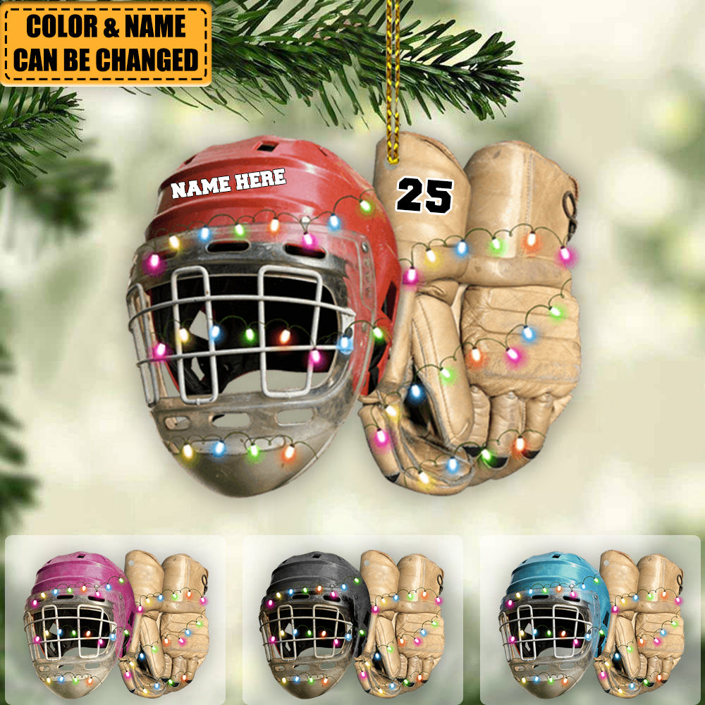 Vintage Hockey Equipment - Personalized Christmas Ornament