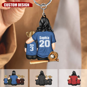 Baseball Mom Behind Every Baseball Player - Gift For Mom - Personalized Acrylic Keychain