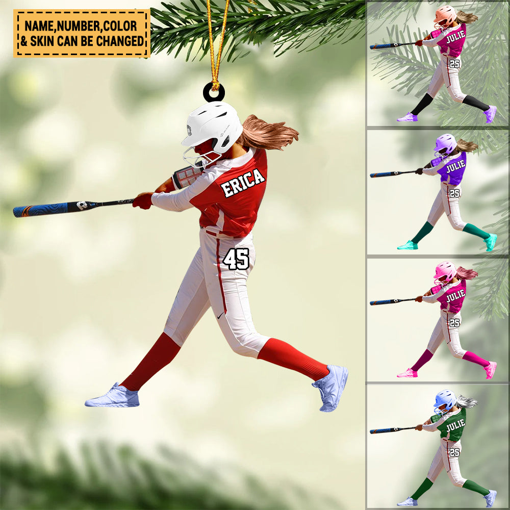 Custom Personalized Softball Acrylic Christmas Ornament, Gift For  Softball Lovers
