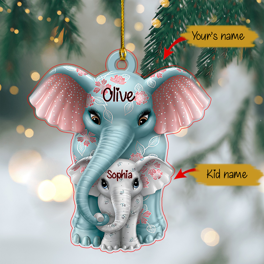 Cute Mother and Child Elephant Car Ornament