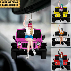 Custom Personalized Off-road Girl Car Hanging Ornament - Gift For Off-road Lover