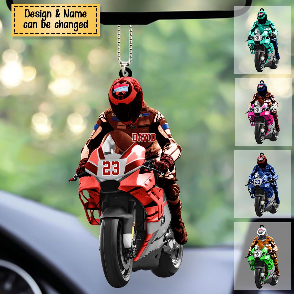 Custom Personalized Motorcycle Acrylic Car Ornament, Gift For Motorcycle Lovers