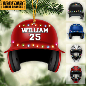 Baseball Helmet - Personalized Christmas Ornament