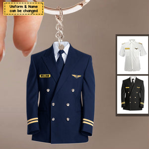 Personalized Pilot Uniform Acrylic Keychain
