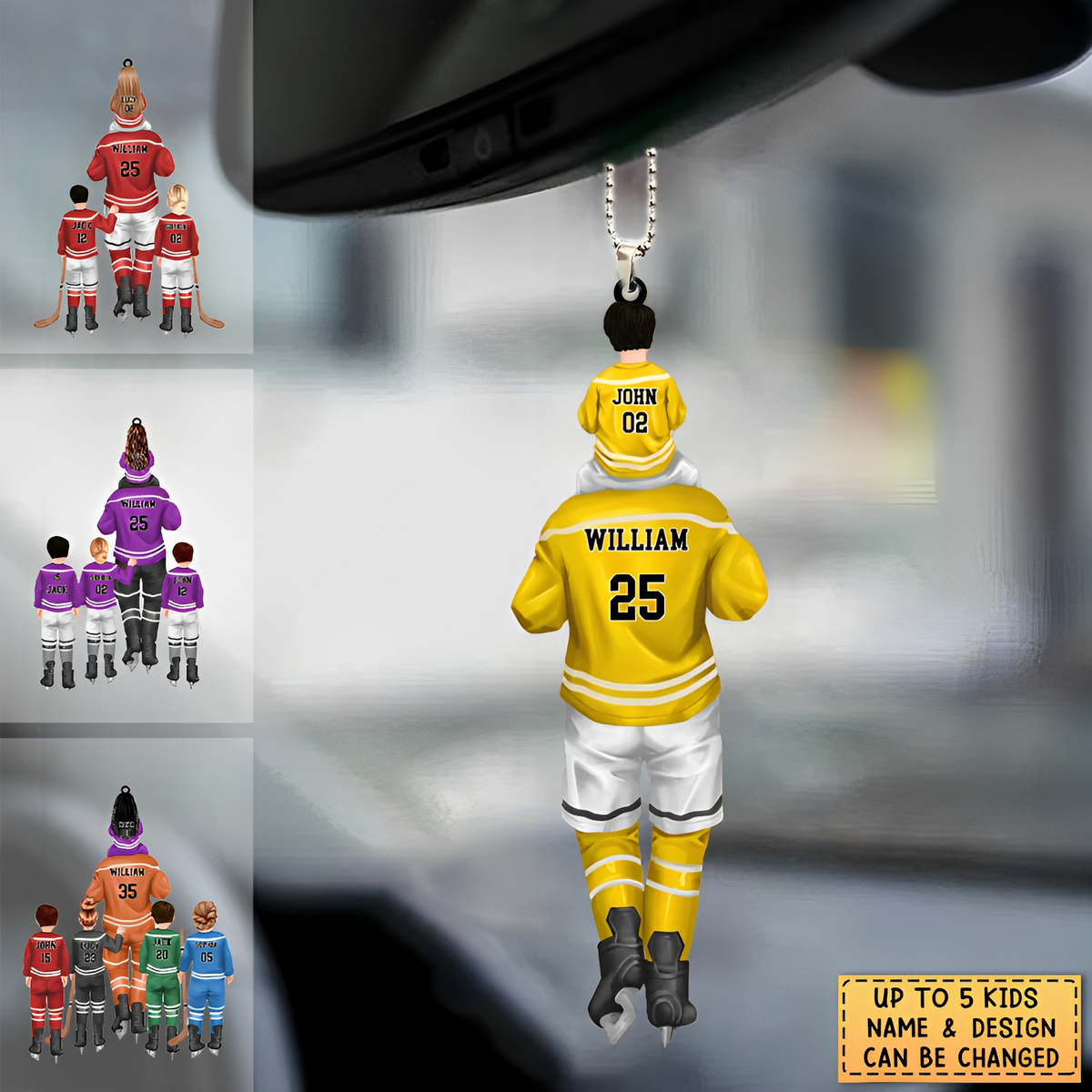 Personalized Hockey Acrylic Car / Christmas Ornament - Gift For Kids & Dad  With Custom Name, Number, Appearance