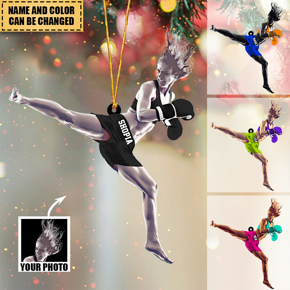 Custom Personalized Kick girl/woman Funny Christmas Ornament-upload photos