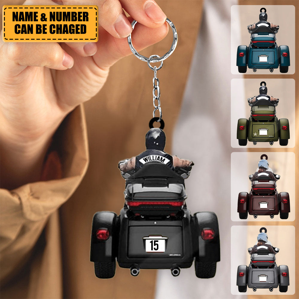 Personalized Biker Trike Tri Glide Motorcycle Acrylic Keychain