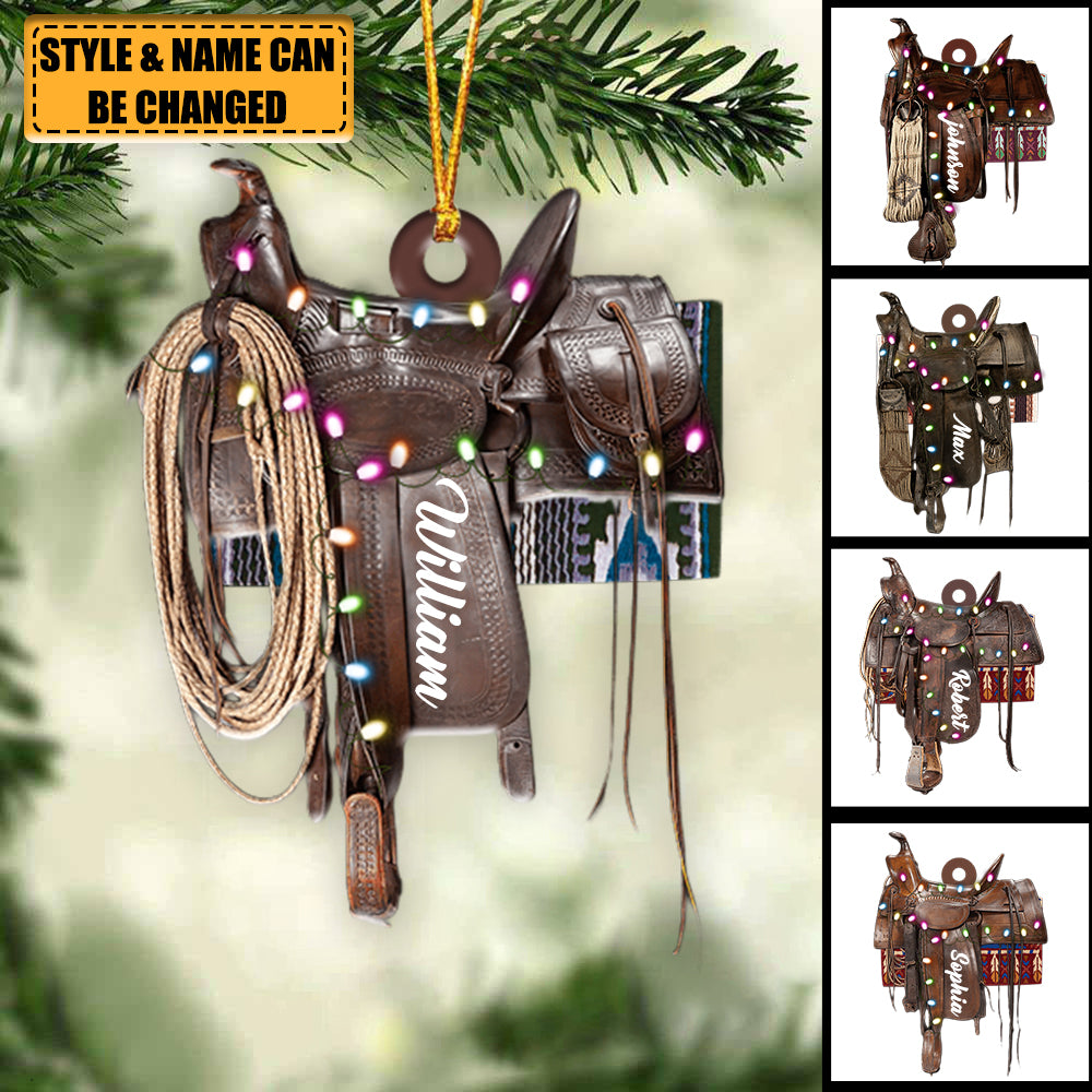 Horse Saddle - Personalized Flat Christmas Ornament