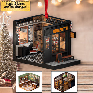 Barber Shop - Personalized Acrylic Christmas Ornament