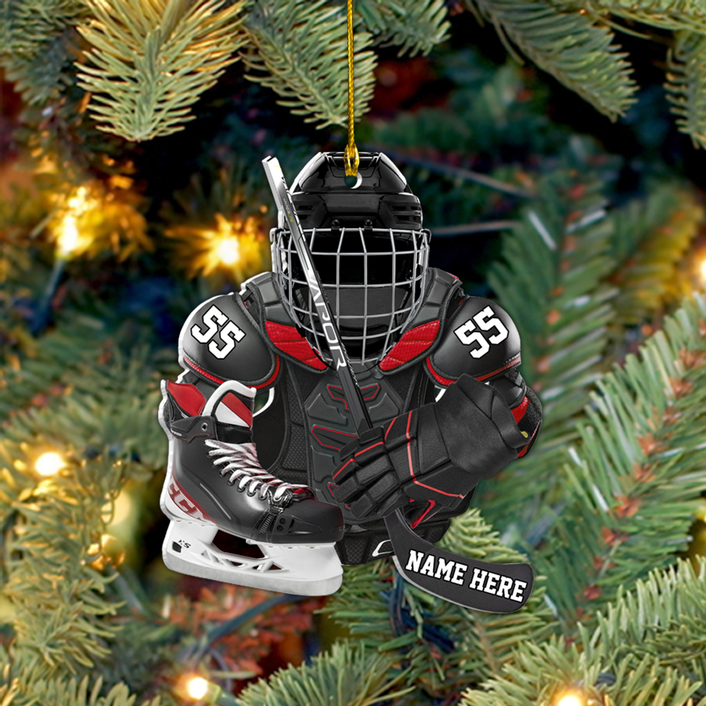 Personalized Hockey Equipment Christmas Acrylic Ornament Gift for Hockey Lover Hockey Players / Hockey Son Dad