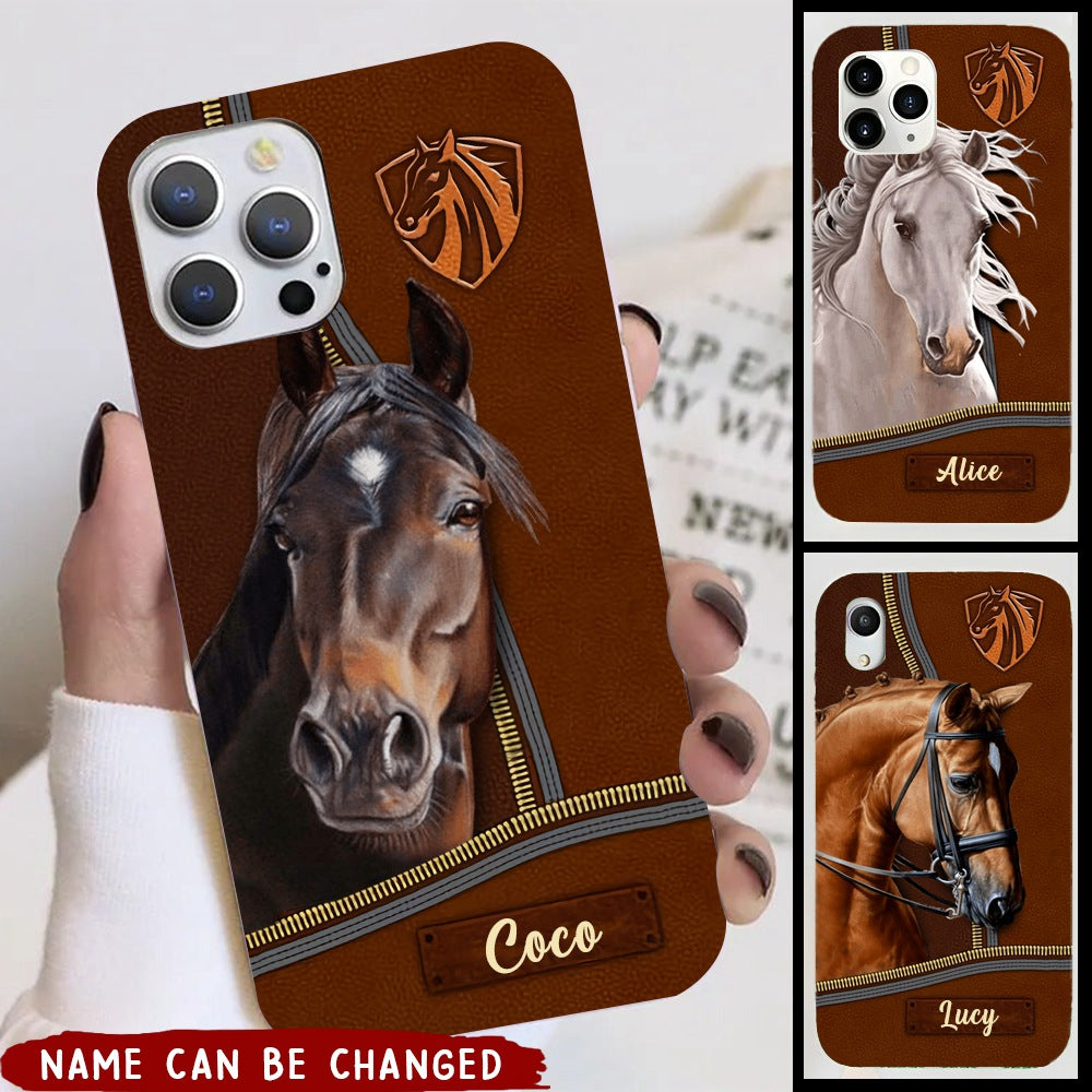 Love Horse Breeds Leather Texture Personalized Phone Case
