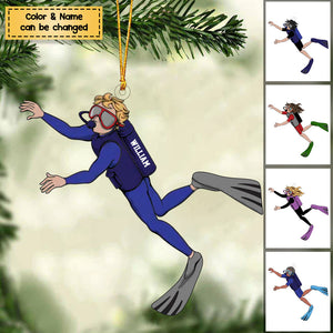 Persoanlized Scuba Diving Male/Female Ornament - v2