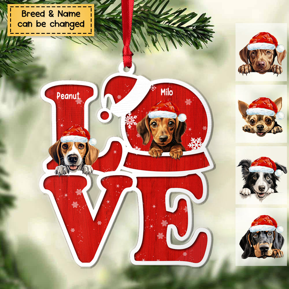 Love Dogs - Christmas Gift For Dog Lovers - Personalized Acrylic Ornament