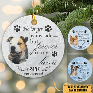 No Longer By Our Side But Forever In Our Hearts Dog Personalized Memorial Ceramic Ornament