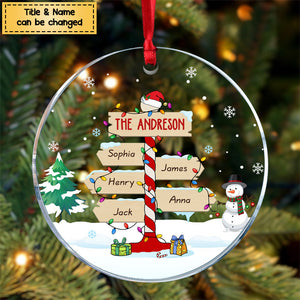 Gift For Family Christmas Post Sign Personalized Circle Ornament