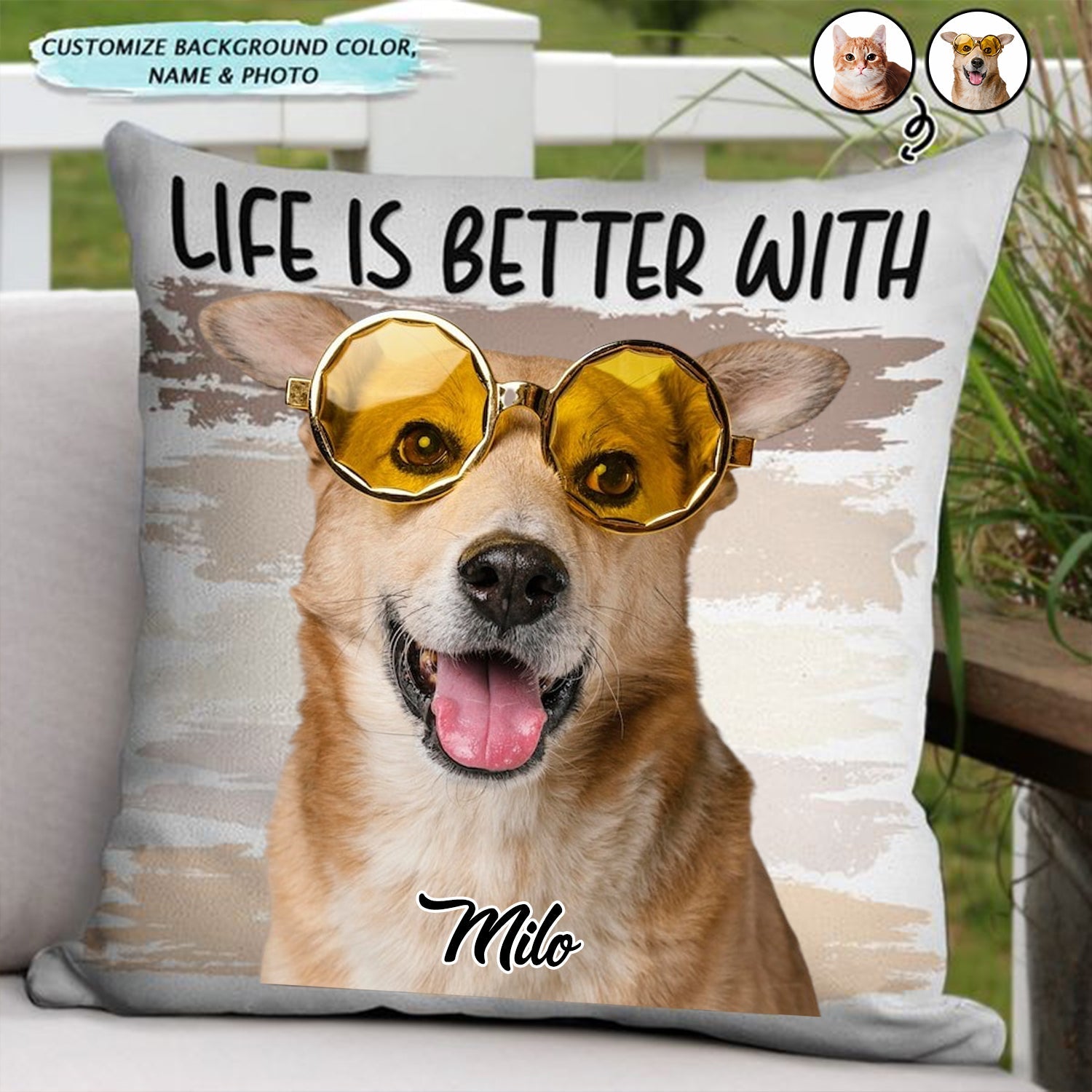 Custom Photo Life Is Better With Dog Cat - Gift For Pet Lovers - Personalized Pillow